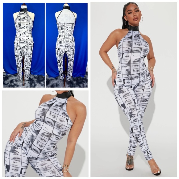 NWT🤩 |•FASHION NOVA•| All Eyes On Me Jumpsuit Size Large - Picture 1 of 13